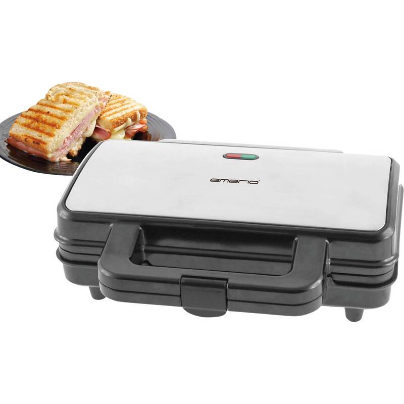 Emerio Sandwich-Toaster Edelstahl Schwarz 900W Küchenhelfer für knusprige Snacks - 7333282007652
