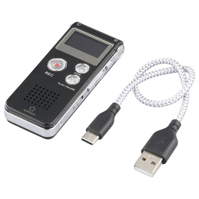 RENKFORCE RF-DVR-L169 DIGITALE Diktiergerät Sprachaufzeichner 8GB schwarz USB-C - 4064161394381
