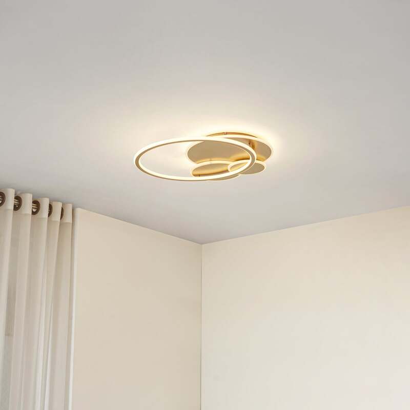 Lucande Deckenleuchte Deckenlampe LED gold Metall dimmbar Circulo 60 cm - 4255830903069