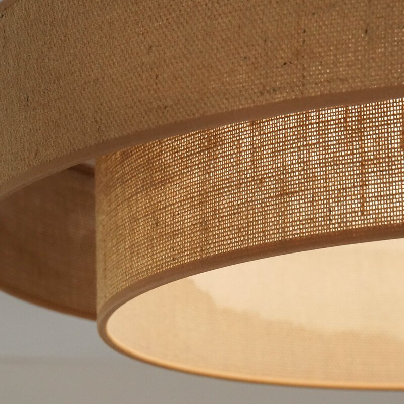 LED Deckenleuchte Lampe Luneta Textil braun Jute Fernbedienung dimmbar 60 cm - 5905317606400