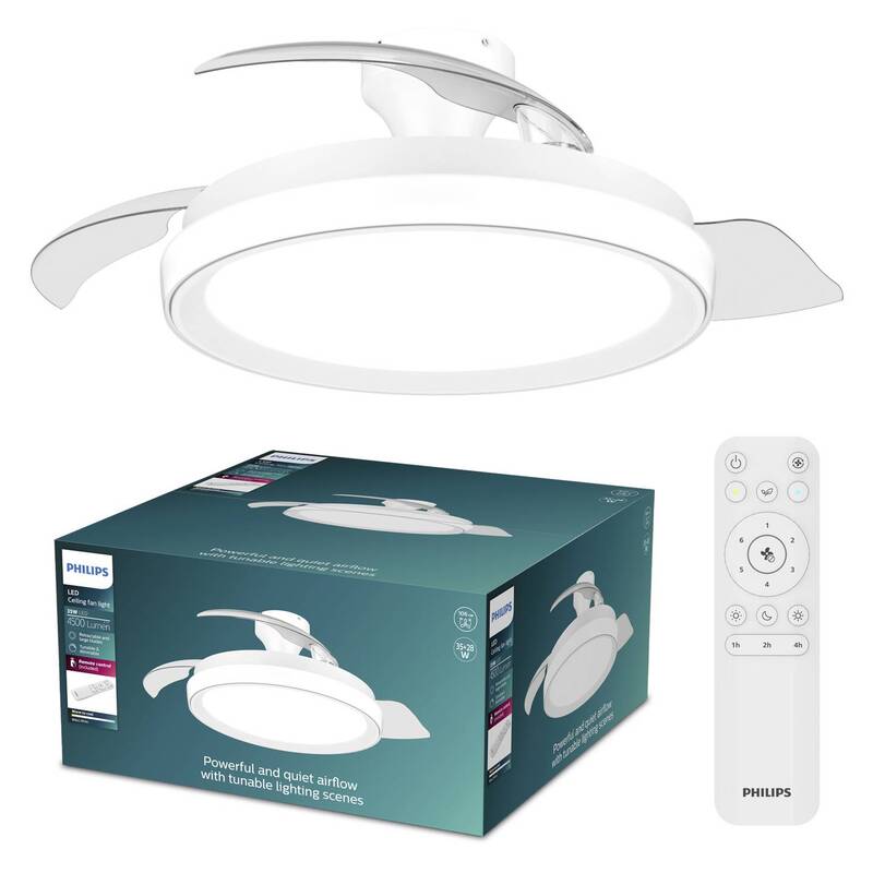 Philips LED Deckenventilator 28W Fernbedienung Dimmbar 3 Rotorblätter Weiß - 8721103096029
