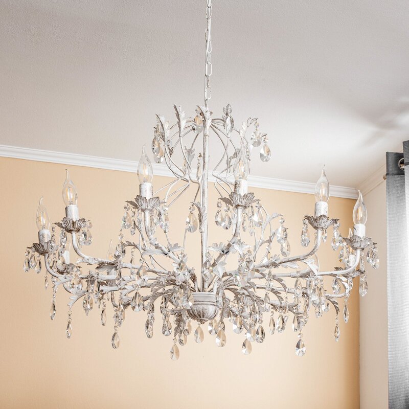 Kristall-Kronleuchter Teresa Hängeleuchte Pendellampe Lampe elfenbein 12-flammig - 8030626526921