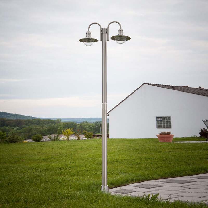 Lindby Außenleuchte Damion 2-flammig LED Gartenleuchte Edelstahl 200cm IP44 - 6291105706728