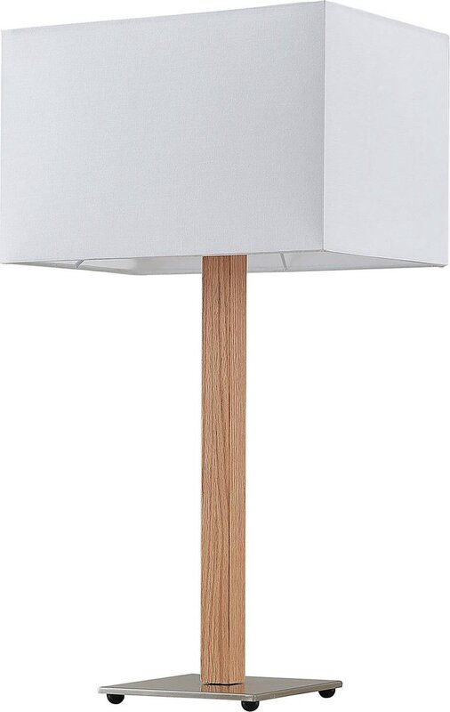 Lucande Heily Tischleuchte Holz eckig weiß Tischlampe Lampe Leuchte Spot Licht - 4251911723595