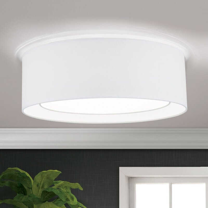 Orion Runde Textil-Deckenlampe Deckenlampe Deko-Deckenlicht  Antoni E27 Weiß - 9003090254248
