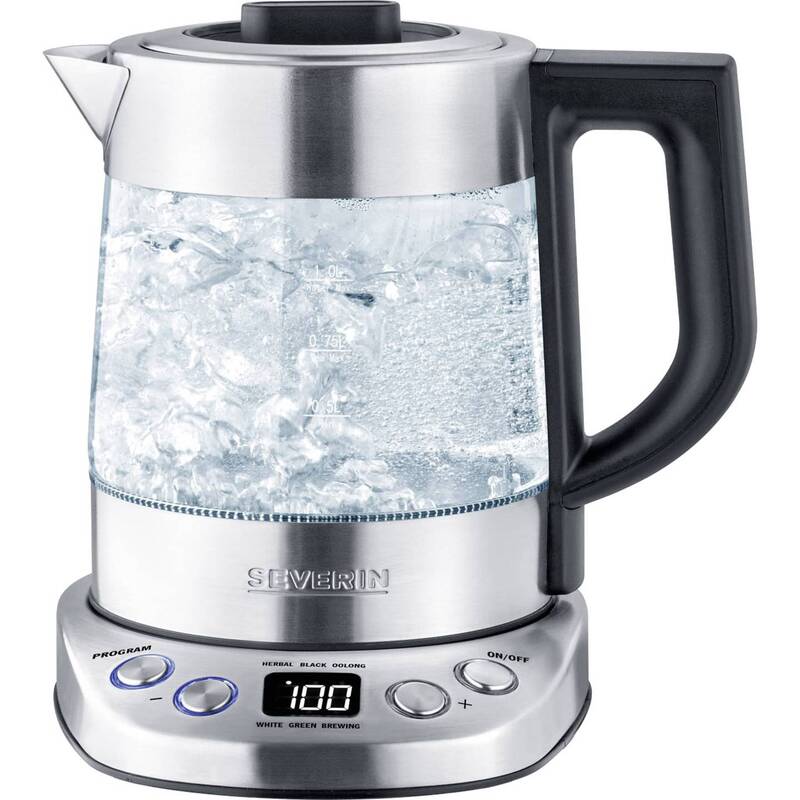 Severin Teebereiter Glas Edelstahl 1l 2200W Timer Warmhaltefunktion Teekocher - 4008146030796