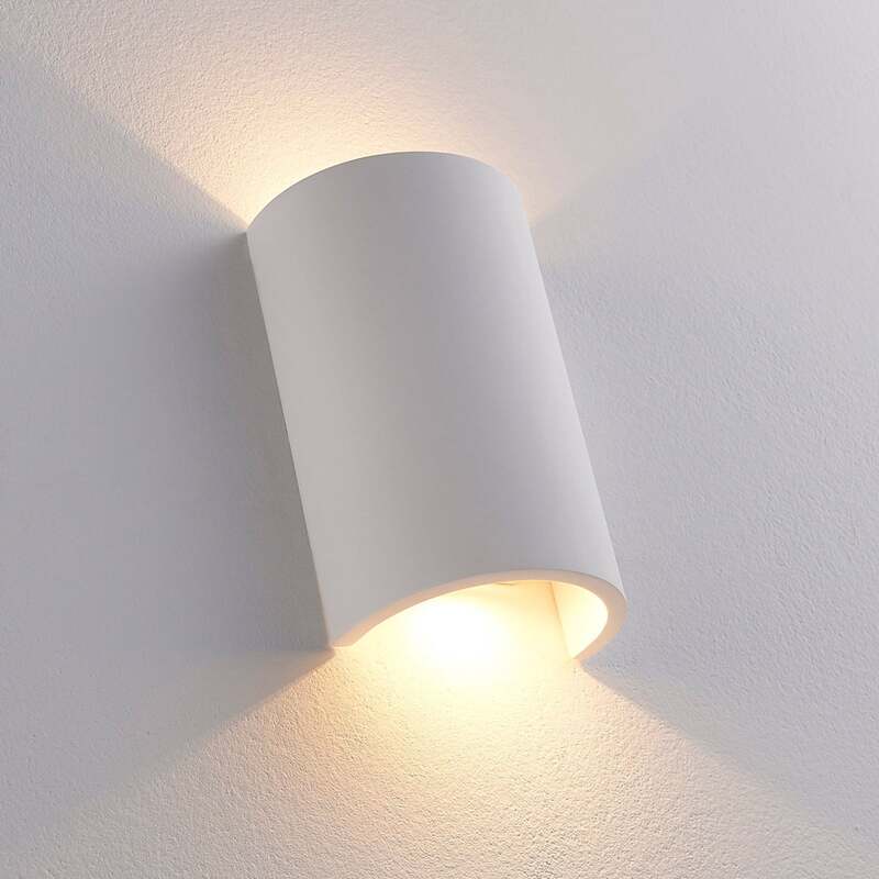 Lindby Wandleuchte Wandlampe Jenke LED Leuchte Gips weiß 16cm Höhe 10cm breit - 4251096535723