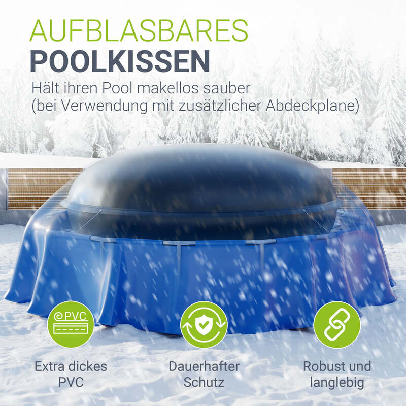 Aufblasbares Poolkissen rund 3m PVC schwarz für Poolüberwinterung und Schutz - 4262437182957