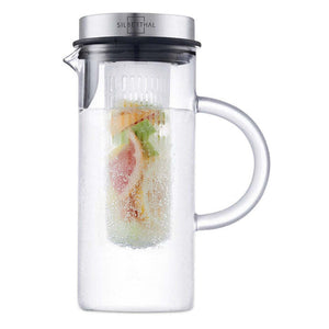 B-Ware SILBERTHAL Glaskaraffe Wasserkrug Karaffe Borosilikatglas 1L mit Fruchteinsatz