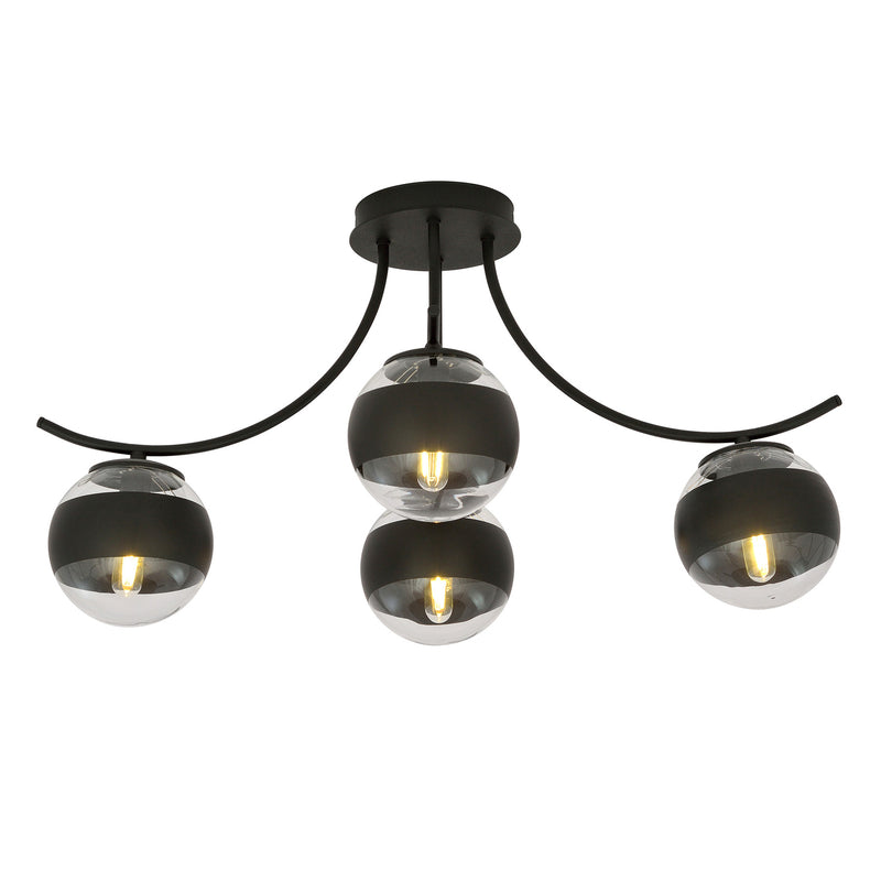 EMIBIG LIGHTING Deckenleuchte Lampe Boston schwarz klar 4flg Beleuchtung - 5901738921573