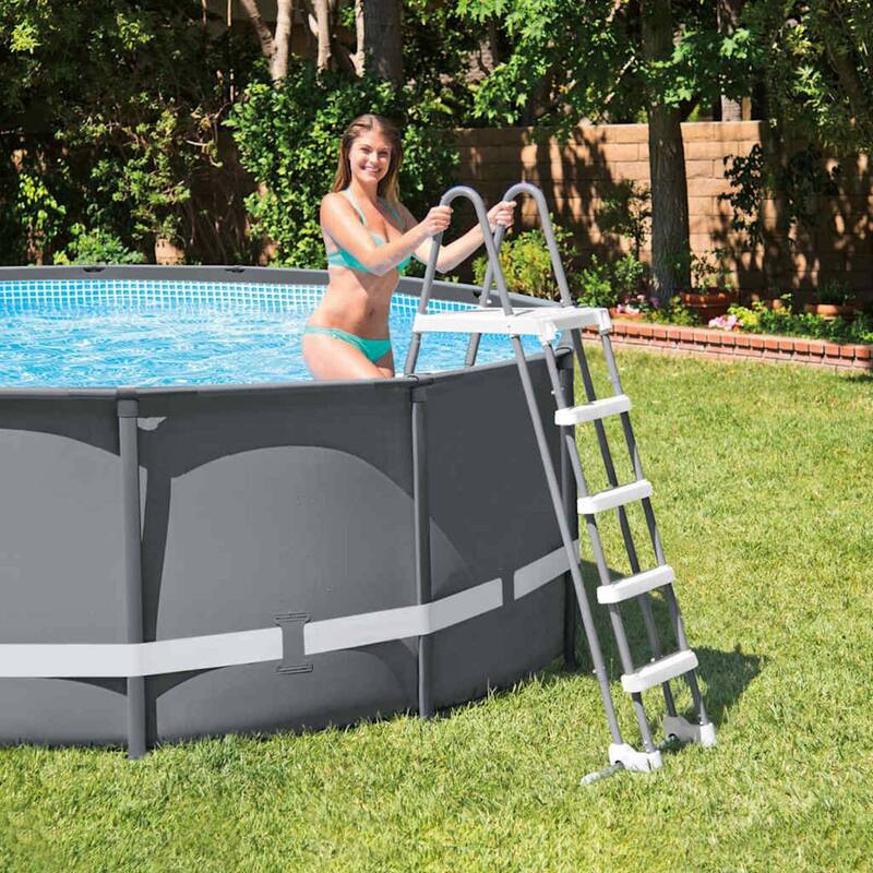 Intex Sicherheitsleiter 5 Stufen Poolleiter grau 132cm rutschsichere Stufen - 6941057408514