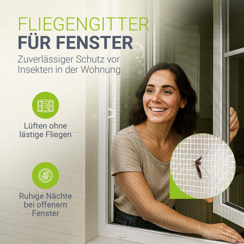 Fliegengitter Insektenschutz Aluminiumrahmen 100x120cm weiß für Fenster - 4260304768495