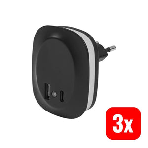 3x B-Ware OSRAM Steckdose Nachtlicht LUNETTA EDGE LED Sensor schwarz für Schlafzimmer