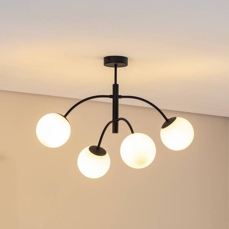 Euluna Deckenleuchte Lampe Karda schwarz 4-flammig Raumlicht Metall Glas dimmbar - 4251911787863