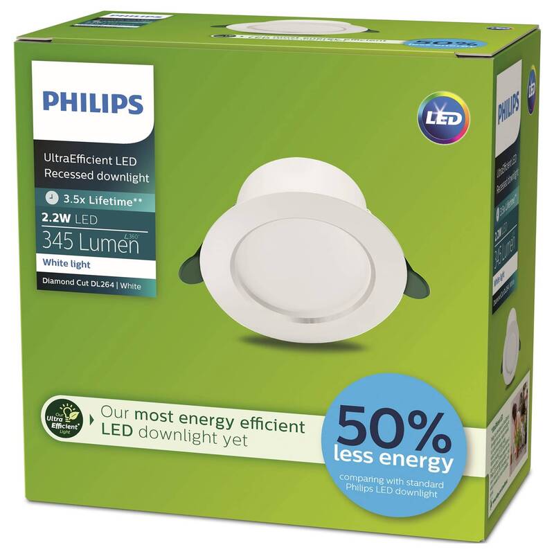 Philips 8720169308121 Diamond Einbauleuchte Lampe LED 2.2 W 6 STÜCK - 8720169308121