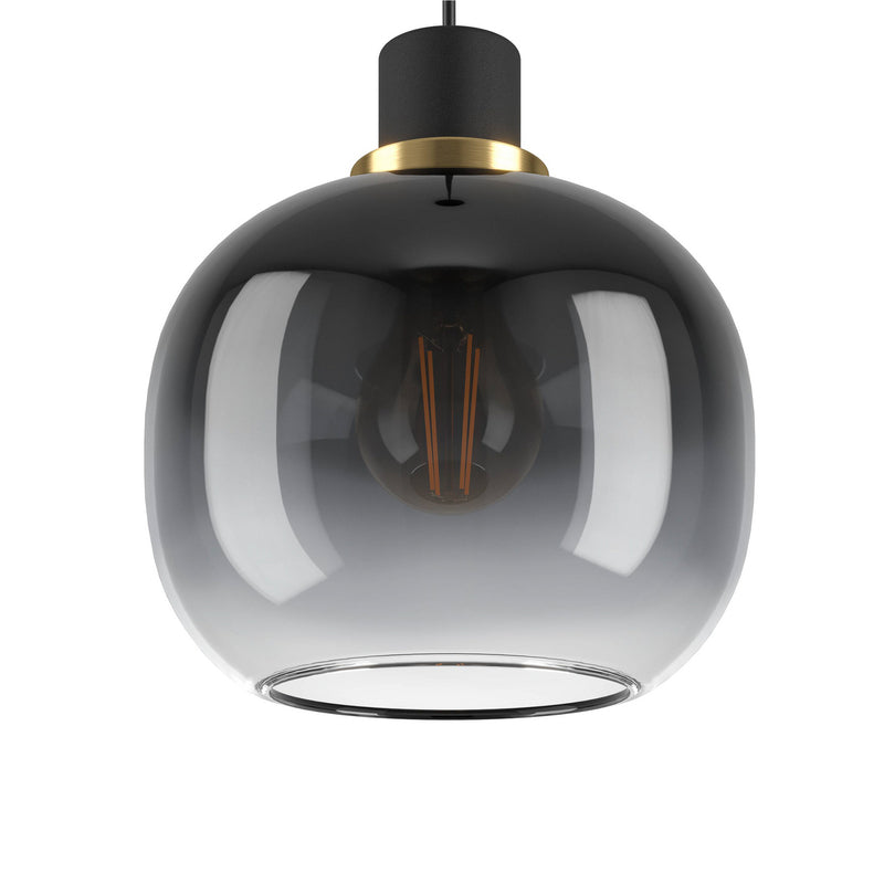 Oilella Hängelampe Pendelleuchte Lampe schwarz-grau Glas 3-flg Länge 95 cm - 9002759996178