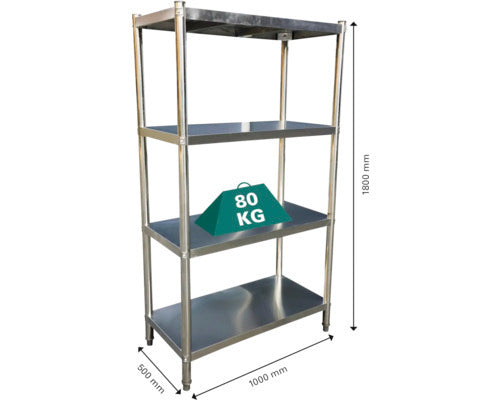 Kaiserthal Edelstahlregal Lagerregal Gastro Regal 320kg 4 Böden 180x100x50cm - 4306517968168