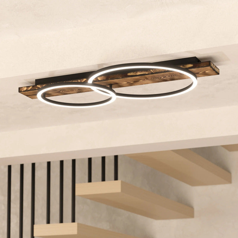 Eglo Deckenlampe Boyal LED Leuchte Holzoptik 2-flg warmweiß braun 78x40cm - 9002759994082