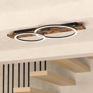 B-Ware Eglo Deckenlampe Boyal LED Leuchte Holzoptik 2-flg warmweiß braun 78x40cm
