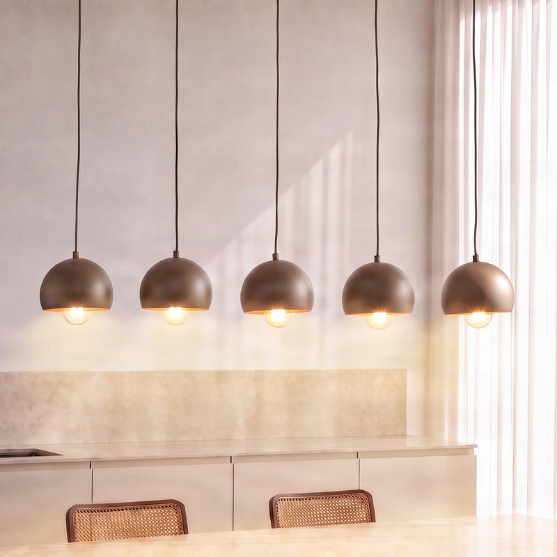 Hängelampe Sool 5-flammig LED Pendelleuchte dimmbar beige matt Stahl 95cm - 5907565912166