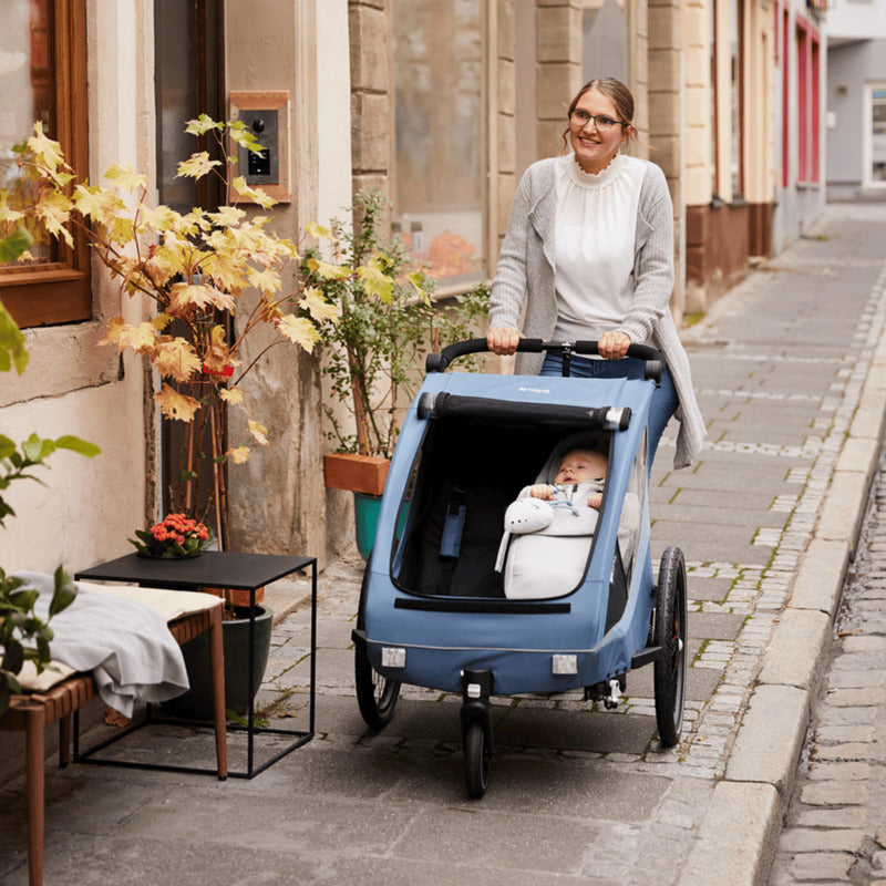 Hauck Dryk Duo Plus Fahrradanhänger Buggy Dunkelblau für 1-2 Kinder - 4007923515075