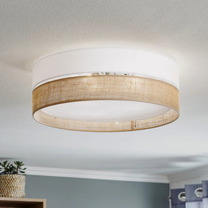 B-Ware Euluna Deckenlampe Linobianco Deckenlampe Lampe 3-flmg E27 Ø 45 cm weiß braun