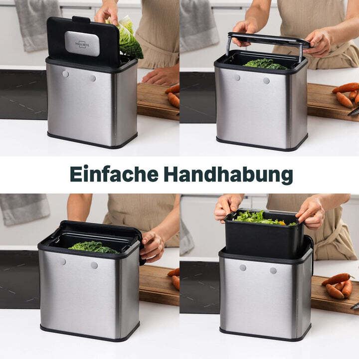 SILBERTHAL Biomülleimer Abfalleimer Edelstahl Aktivkohlefilter 4L Kunststoff - 4260470467079