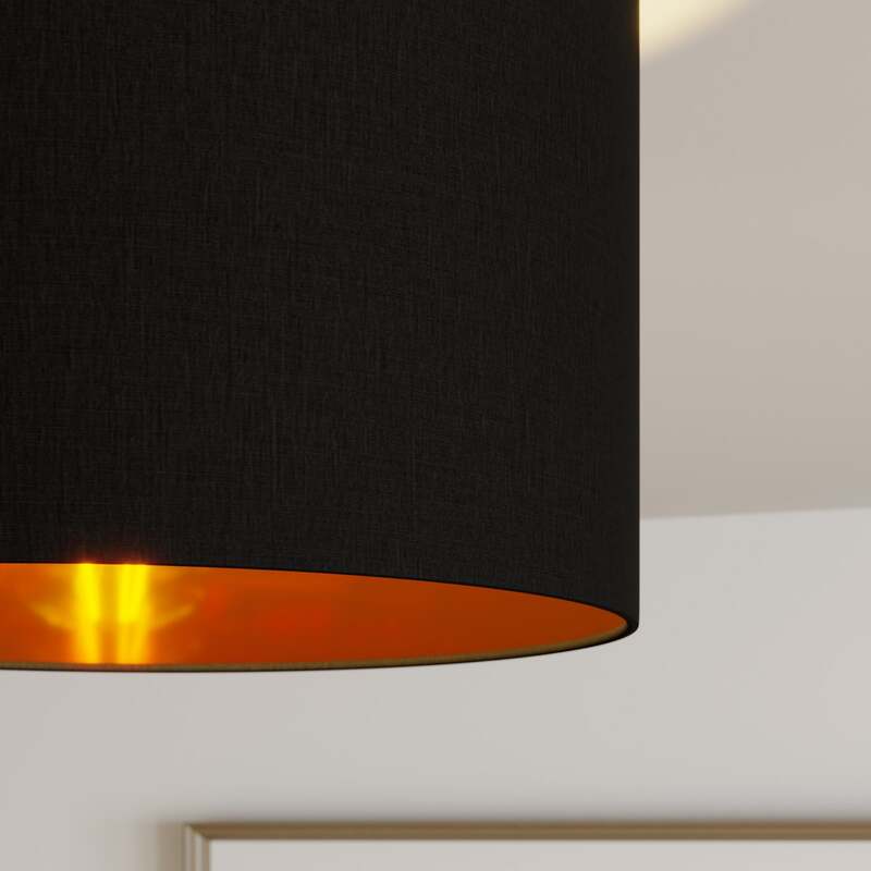 Lindby Deckenlampe Laurenz LED dimmbar 3-flg schwarz-gold Stoff Ø61cm 25,5cm - 4251096585162