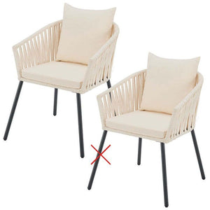 C-Ware Gartenstuhl 2er Set Rope Stuhl Beige mit Seilgeflecht und Kissen Terrasse Balkon
