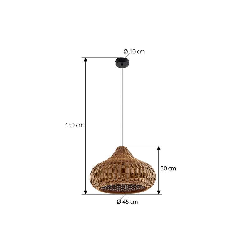 Lucande Außenhängelampe Taniola LED Gartenleuchte Rattan dimmbar beige IP44 30cm - 4251911798715