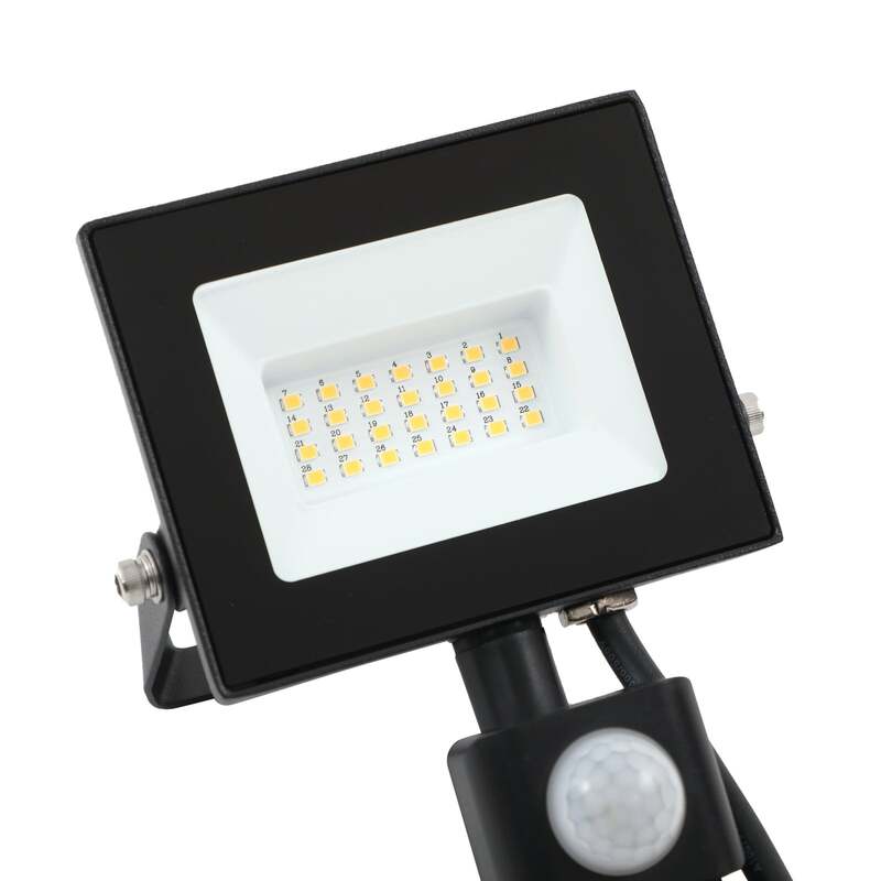 Prios Außenstrahler LED 20W Maikel mit Bewegungsmelder 1620lm schwarz IP44 3000K - 4251911772906