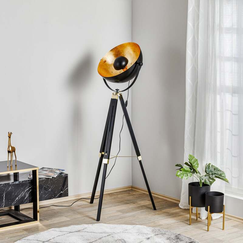 Stehlampe Covaleda Dreibein schwarz/gold höhenverstellbar 164 cm Eglo - 9002759496180