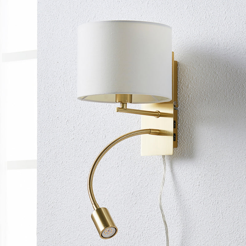 Lindby Wandlampe Leselampe Florens LED Wandleuchte Lampe messing weiß 18x24cm - 4251096521337