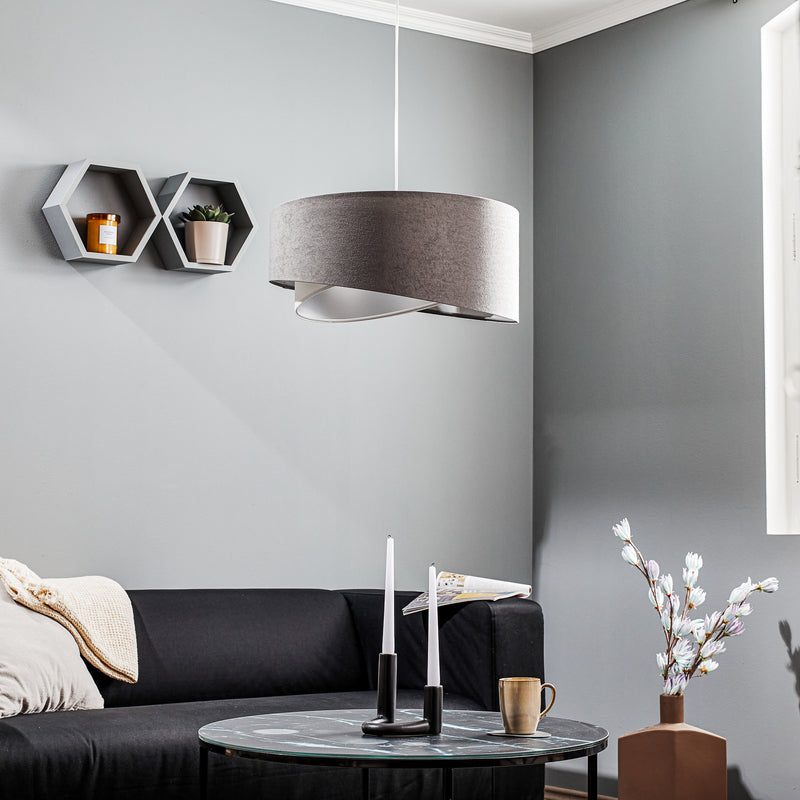 Maco Design Pendellampe Vivien grau/weiß/silber 25cm dimmbar handgefertigt - 5906742041811