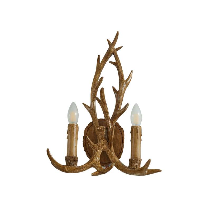Lindby Wandleuchte Fibi LED Wandlampe Geweih 2-flammig dimmbar braun 36x47cm - 4251096572278