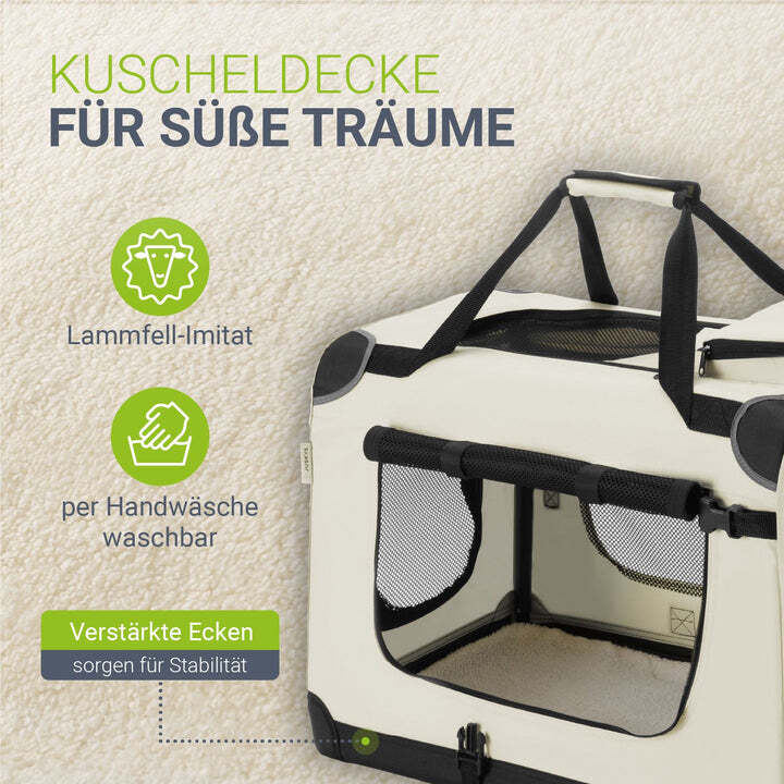 Hundebox Auto faltbar Lassie Hundetransportbox Tragegriff Liegedecke 56x81x58 cm - 4260304769942