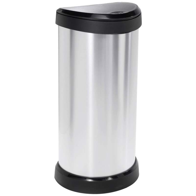 Curver Mülleimer Abfalleimer Deco 40l Handtuchheizkörper silber schwarz - 3253922130387
