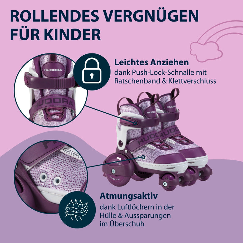 HUDORA Rollschuh My First Quad lila Gr. 26-29 für Kinder ab 3 Jahren - 4005998220627