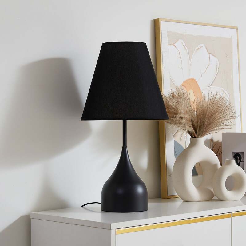Lucande Tischleuchte Luoti LED Lampe Tischlampe schwarz 57cm hoch Ø 30cm Lampe - 4251911778809