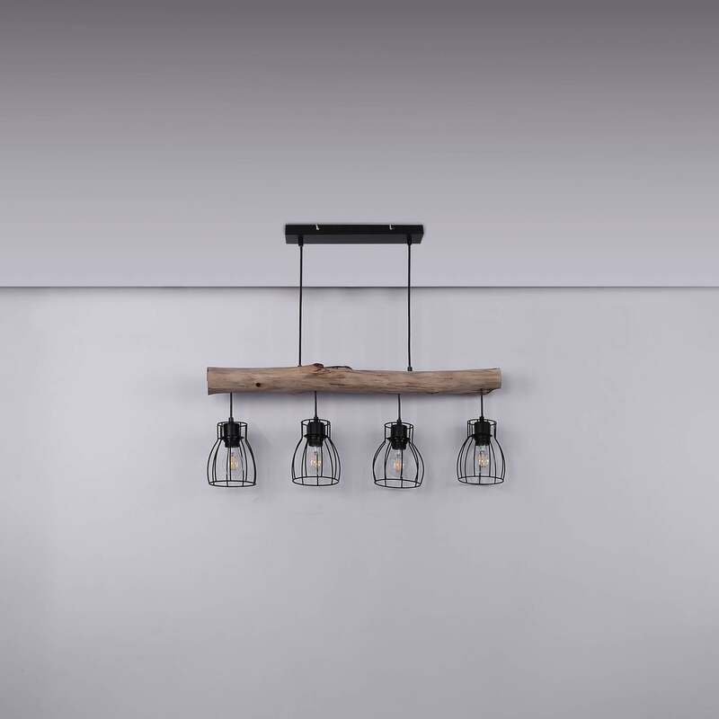 Globo Hängeleuchte Mina LED Pendelleuchte dimmbar schwarz-braun 4-flg 83cm - 9007371389872