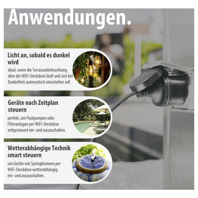 Brennenstuhl Connect WiFi Steckdose WA 3 Schwarz IP54 3680W Außenbereich - 4007123692965