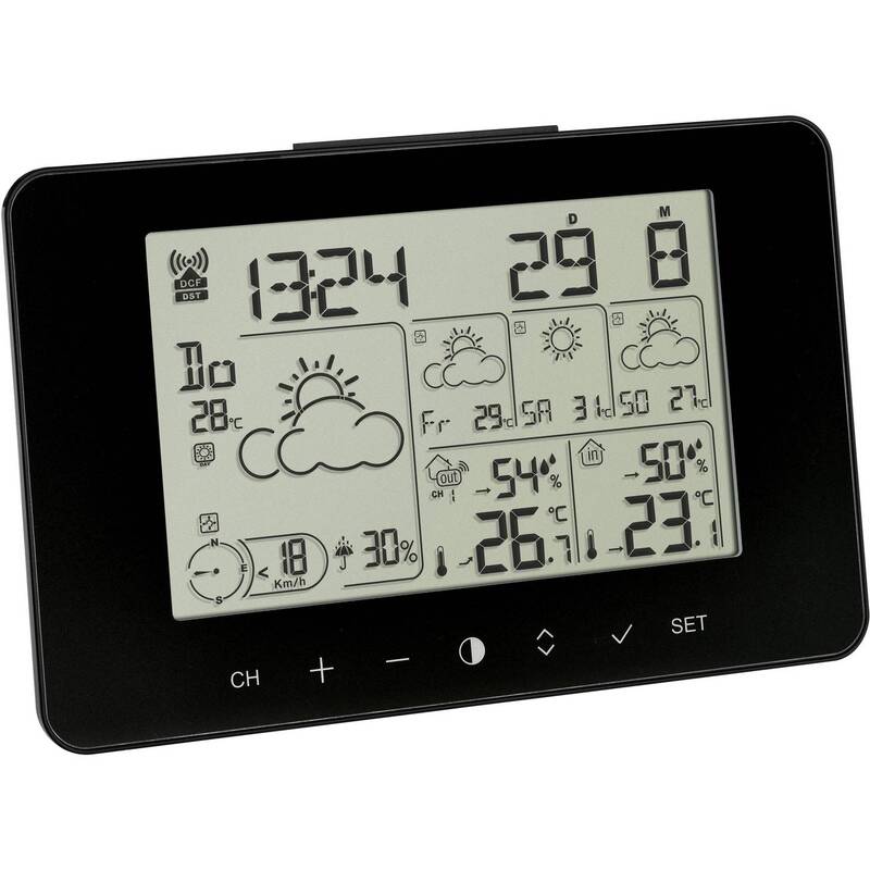TFA Dostmann Funk-Wetterstation Wettervorhersage 4 Tage 3 Sensoren schwarz - 4009816034748