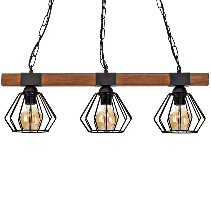 Milagro Hängeleuchte Ulf Holzbalken 3-flammig LED Pendelleuchte Lampe schwarz - 5902693761938