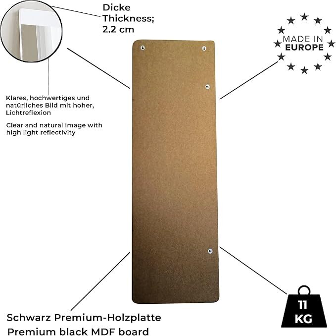 Gozos Spiegel Wandspiegel Hauptspiegel Weiß vertikal horizontal 115x40cm - 7874165469872