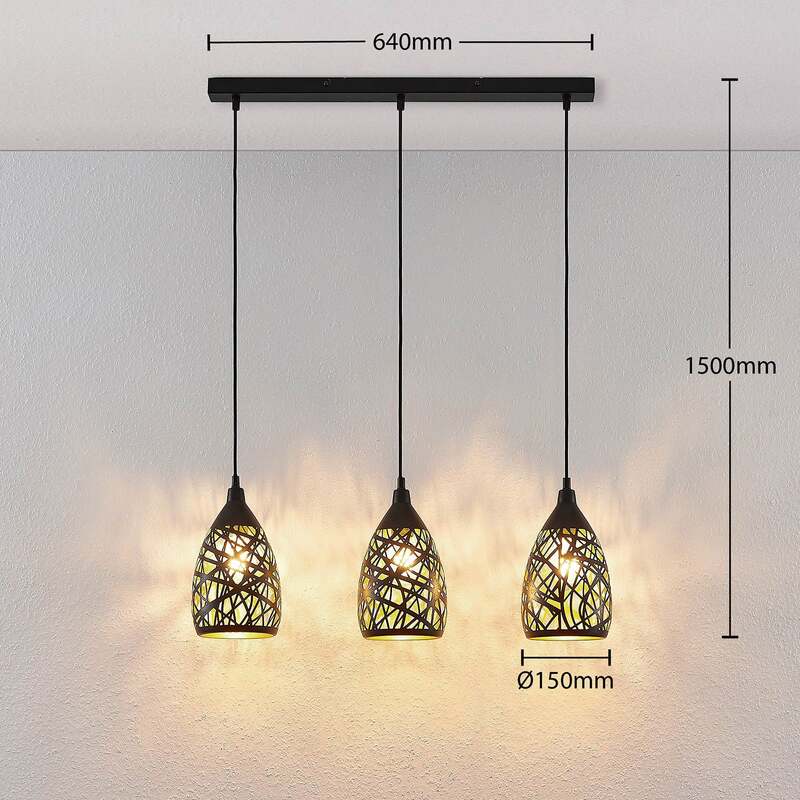 Lindby Pendelleuchte Hängeleuchte Marcello LED Lampe dimmbar schwarz-gold 75cm - 4251096570670