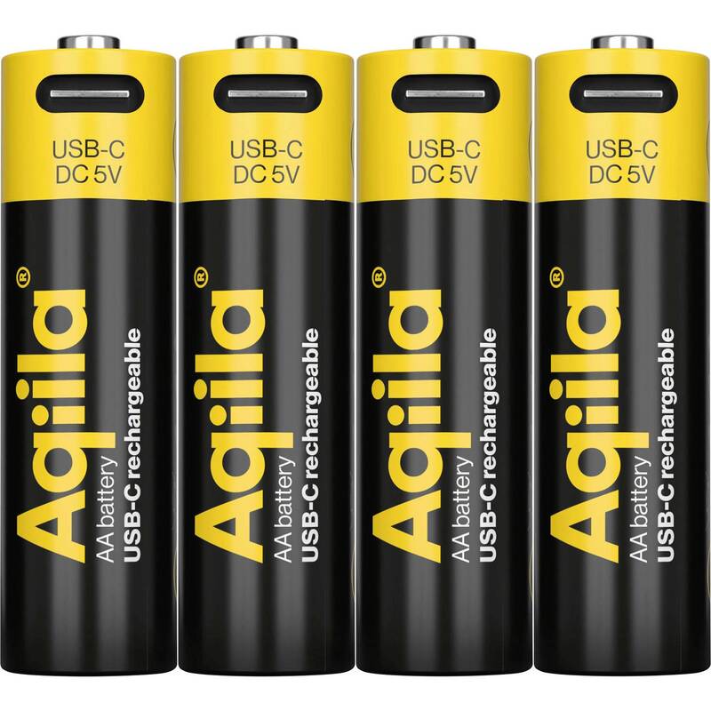 Aqiila AA USB-C Akku Li-Ion 2000 mAh 1,5 V wiederaufladbar Energiequelle 4 Stück - 8716778936367