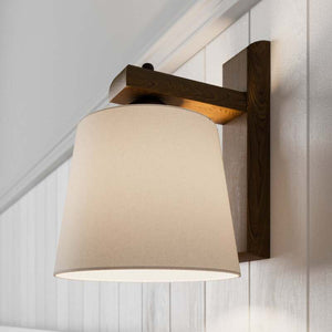 B-Ware Lamkur Wandleuchte Sweden LED Wandlampe Holzgestell dimmbar nussbaum weiß