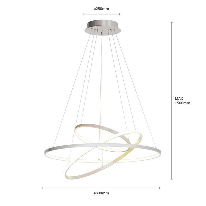 Lucande Pendelleuchte Hängeleuchte Ezana LED Lampe dimmbar nickel Ø80cm 3000K - 4251096556858