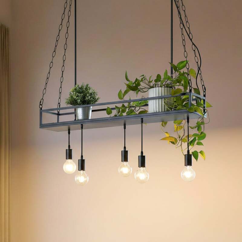 Lindby Hängelampe Hängeleuchte Kirista LED Pendelleuchte dimmbar schwarz 100cm - 4251911734829
