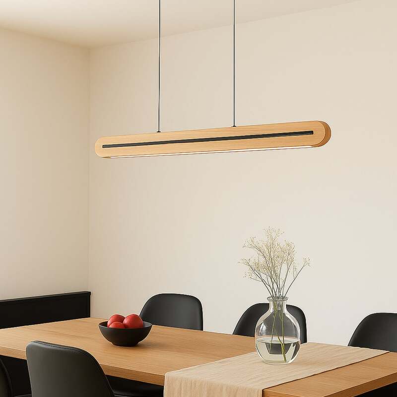 Lucande LED-Pendelleuchte Darnor Holz CCT 100 cm dimmbar schwarz matt - 4255830902321